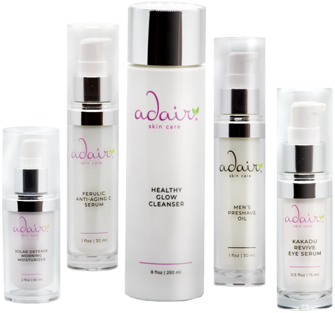 Adair Skin Care cleansers, toners, moisturizers, eye treatments, and serums